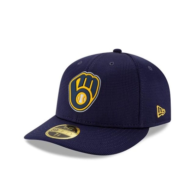 Blue Milwaukee Brewers Hat - New Era MLB Clubhouse Collection Low Profile 59FIFTY Fitted Caps USA2635940